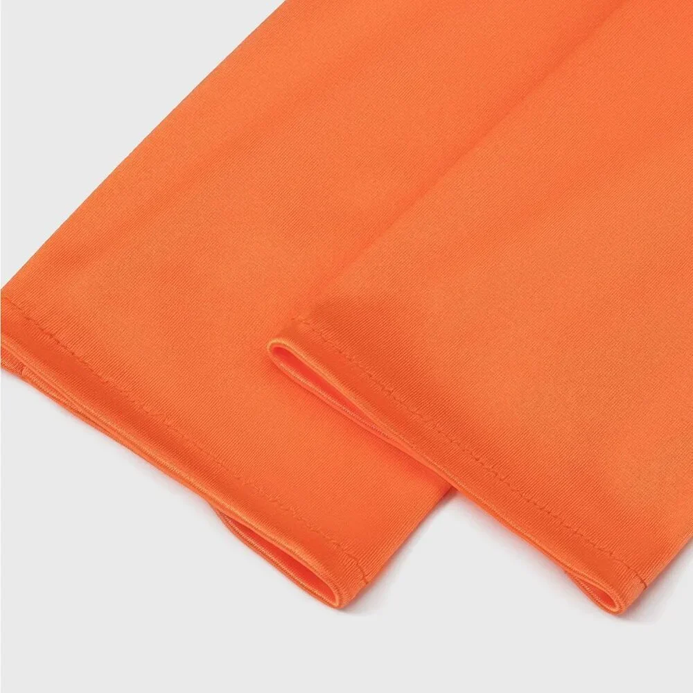 Women's Orange Vintage Satin Long Gloves Party Costume Stretchy Elbow Length